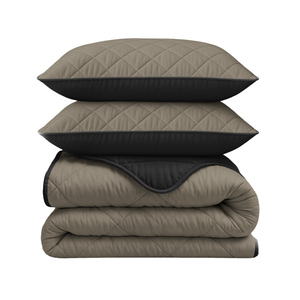 Lazy Dekbed Zonder Overtrek - Double Face - Taupe/Zwart