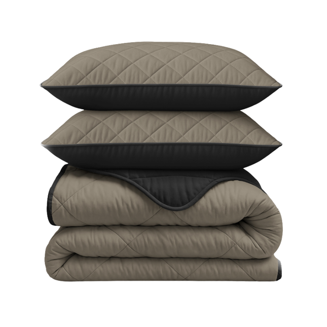 Lazy Dekbed Zonder Overtrek - Double Face - Taupe/Zwart