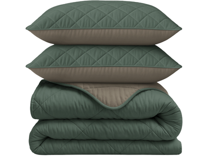 Lazy Dekbed Zonder Overtrek - Double Face - Taupe/Groen