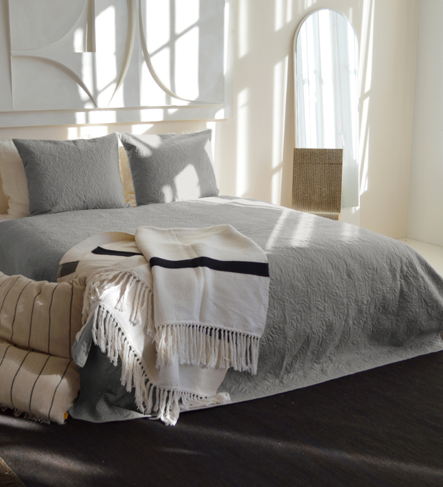 Bedsprei Flowers - Zilver