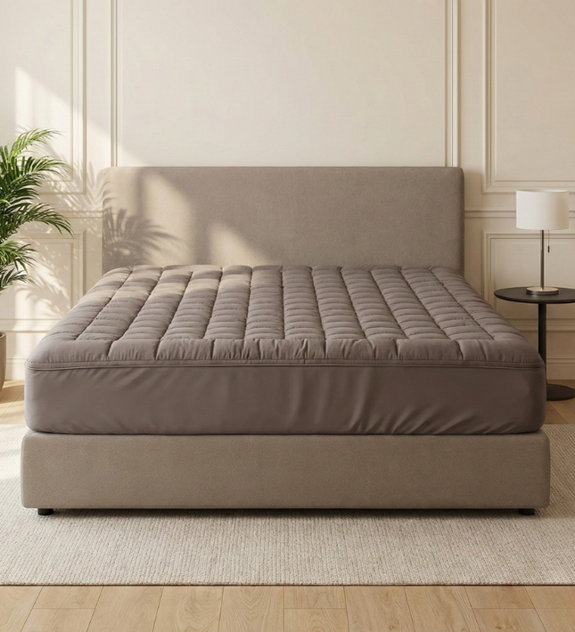 Wasbare Topper & Hoeslaken in 1 – Ultiem Slaapcomfort - Taupe