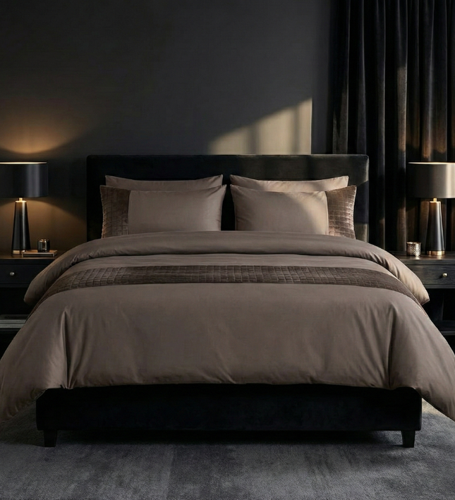 Dekbedovertrek Velvet Band - Taupe