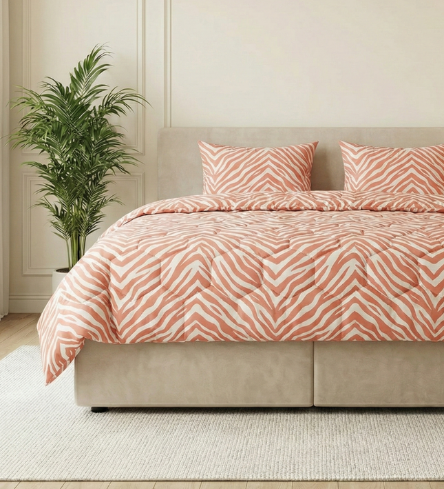 Easy Dekbed Zonder Overtrek - Zebra - Roze