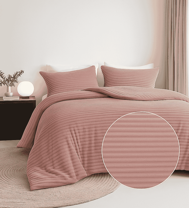 Dekbedovertrek Teddy Rib - Oud Roze