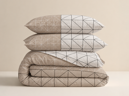 Dekbedovertrek Katoen-Flanel Geometric - Taupe