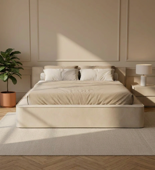 Boxspring met Opbergruimte Amour Tranquility - Velvet - Crème