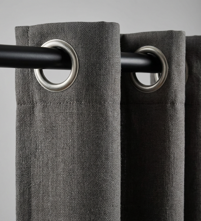 Gordijnen met Linnen Look - Ringen - Antraciet
