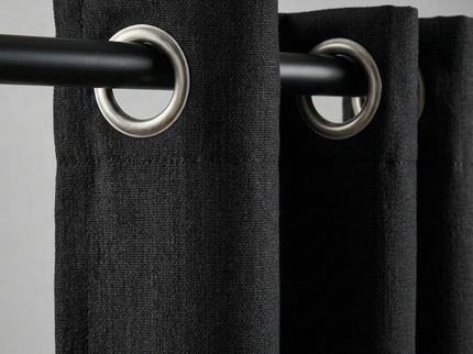 Gordijnen met Linnen Look - Ringen - Zwart