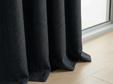 Gordijnen met Linnen Look - Ringen - Zwart