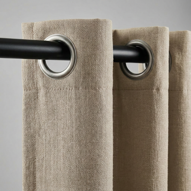 Gordijnen met Linnen Look - Ringen - Beige