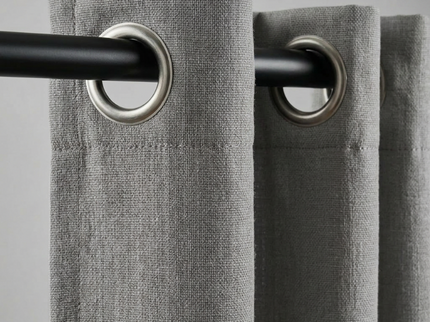 Gordijnen met Linnen Look - Ringen - Grijs