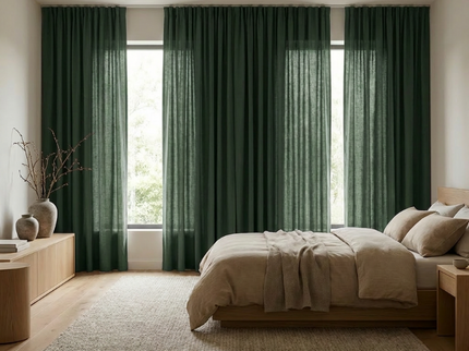 Gordijnen met Linnen Look - Ringen - Groen