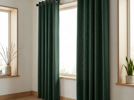 Gordijnen met Linnen Look - Ringen - Groen