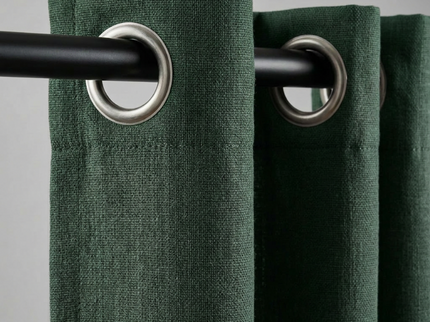 Gordijnen met Linnen Look - Ringen - Groen