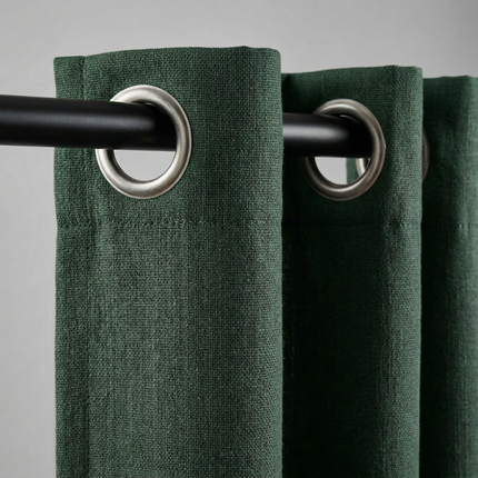 Gordijnen met Linnen Look - Ringen - Groen