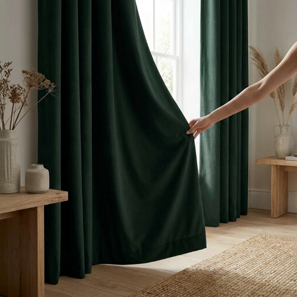 Velvet Gordijnen Verduisterend - Haken - Groen
