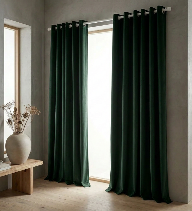 Velvet Gordijnen Verduisterend - Ringen - Groen
