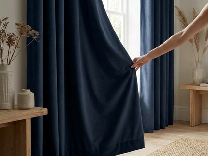 Velvet Gordijnen Verduisterend - Haken - Navy