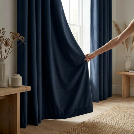 Velvet Gordijnen Verduisterend - Haken - Navy