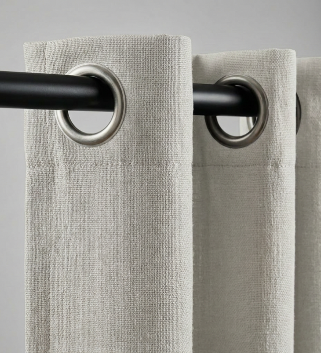 Gordijnen met Linnen Look - Ringen - Off White