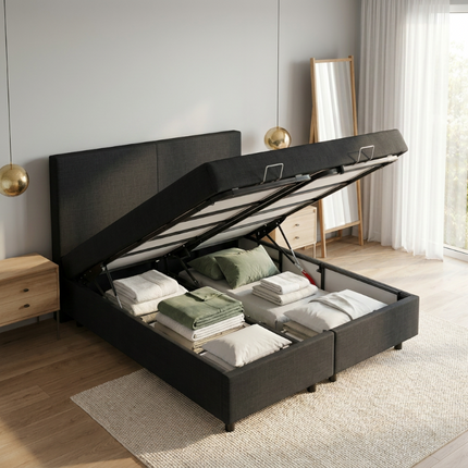 Boxspring Julia met opbergruimte - Zwart