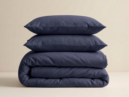 Dekbedovertrek Katoen Flanel - Uni - Navy
