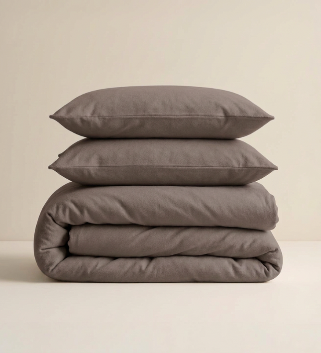 Dekbedovertrek Katoen Flanel - Uni - Taupe