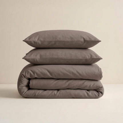 Dekbedovertrek Katoen Flanel - Uni - Taupe