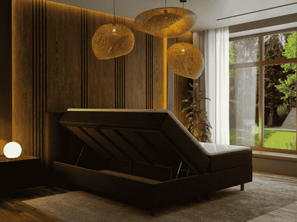 Boxspring met opbergruimte Wide - Zwart