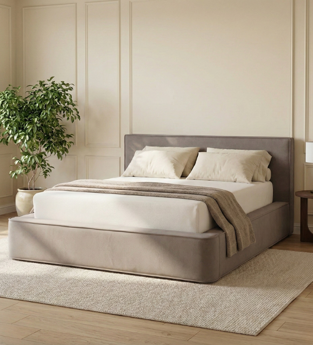 Boxspring met Opbergruimte Amour Tranquility - Velvet - Taupe