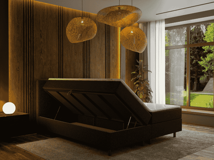 Boxspring met opbergruimte Hotel - Zwart