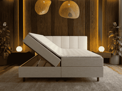 Boxspring met opbergruimte Wide - Beige