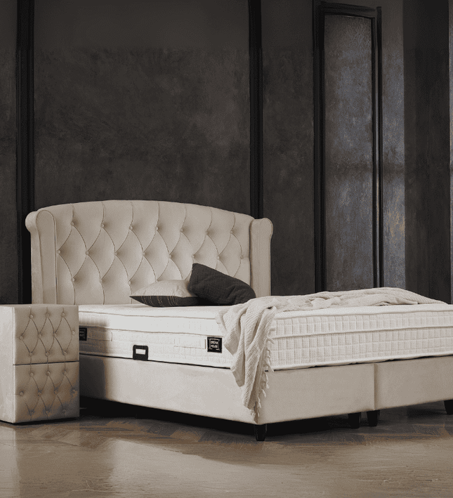Boxspring met Opbergruimte - Aurora - Beige