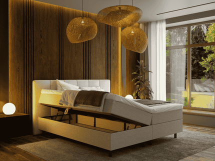 Boxspring met opbergruimte Wide - Beige