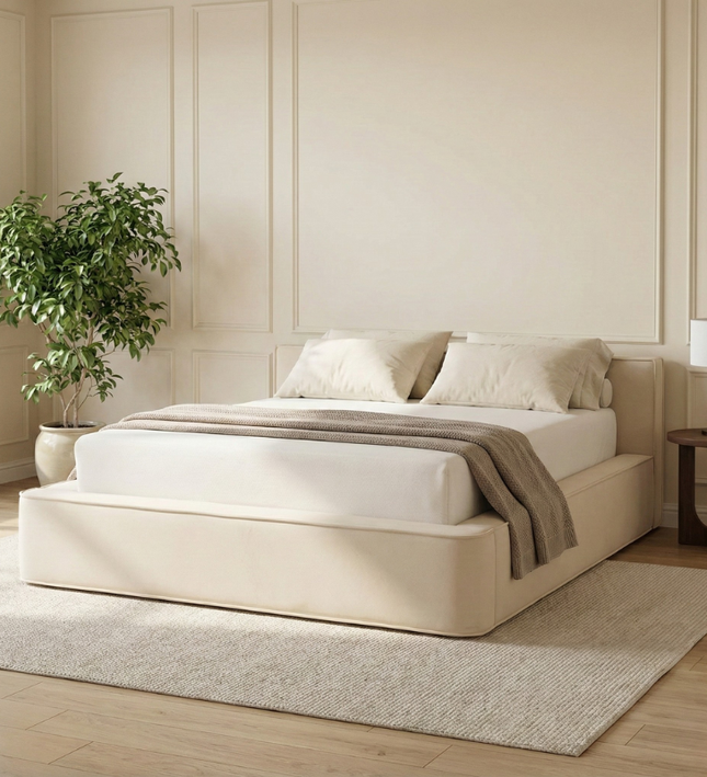 Boxspring met Opbergruimte Amour Tranquility - Velvet - Crème