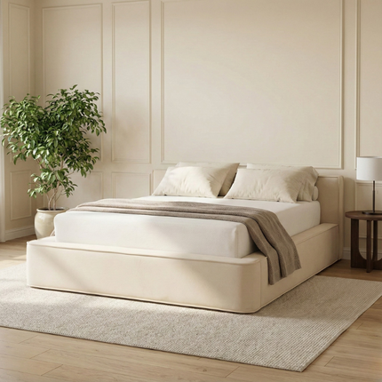 Boxspring met Opbergruimte Amour Tranquility - Velvet - Crème
