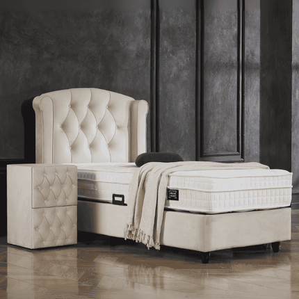 Boxspring met Opbergruimte - Aurora - Beige