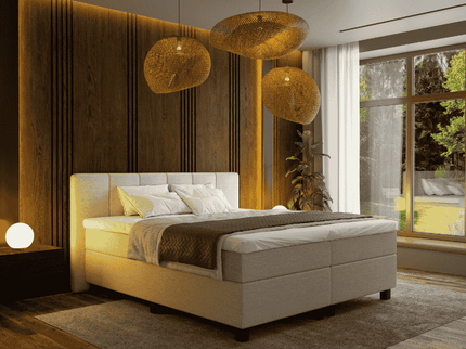 Boxspring met opbergruimte Wide - Beige