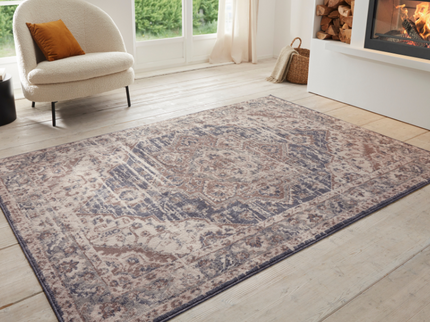 Vloerkleed Vintage Sand - Beige/Blauw
