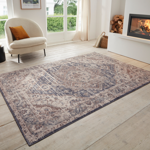 Vloerkleed Vintage Sand - Beige/Blauw