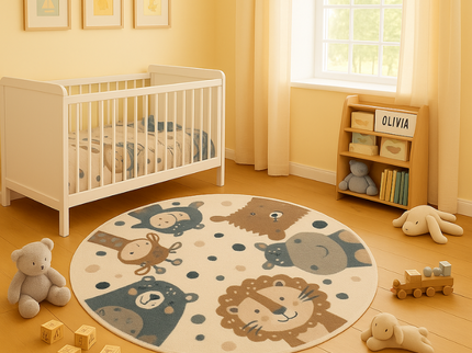 Vloerkleed Kids Animal Party Rond