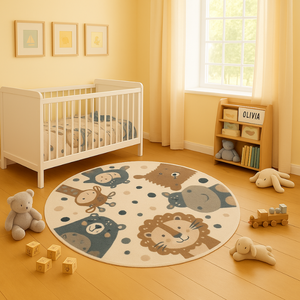 Vloerkleed Kids Animal Party Rond
