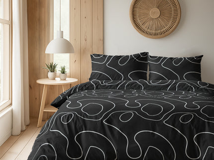 Dekbedovertrek Doodles - Zwart