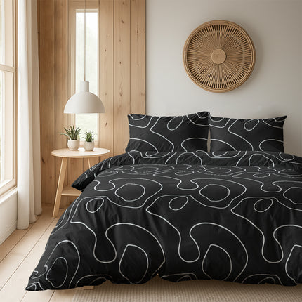 Dekbedovertrek Doodles - Zwart