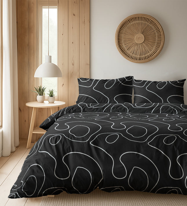 Dekbedovertrek Doodles - Zwart