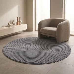 Rond Japandi Vloerkleed - Antraciet