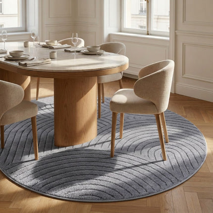 Rond Japandi Vloerkleed - Antraciet