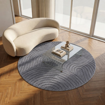 Rond Japandi Vloerkleed - Antraciet
