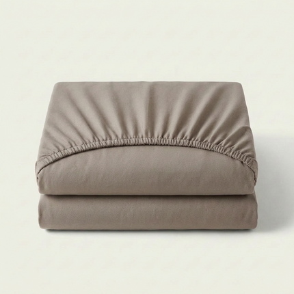Splittopper Hoeslaken Katoen Flanel - Taupe