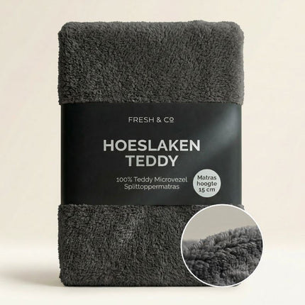 Splittopper Hoeslaken Teddy - Antraciet
